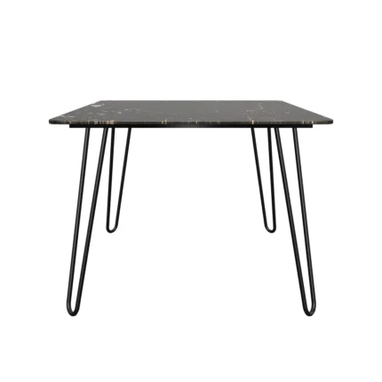 Modern black marble accent table for living room Rectangular marble-look end table with hairpin legs Contemporary side table with black marble finish