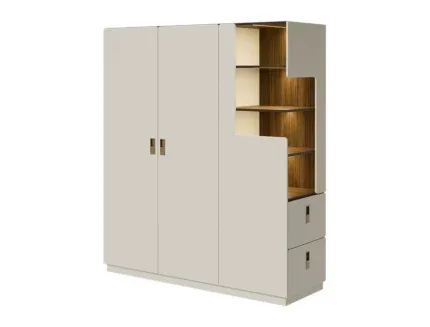 Bela Modern 3 Door Wooden Wardrobe with Open Shelves