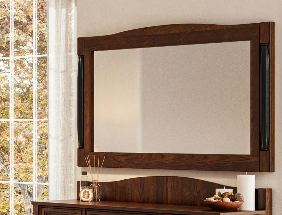 Charm Wooden Wall Mirror | Classic Rectangular Dressing & Bedroom Mirror