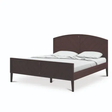 Elegant walnut wooden bed with durable construction and timeless bedroom furniture.