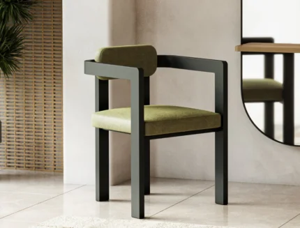 Contemporary dining chair with black wood frame