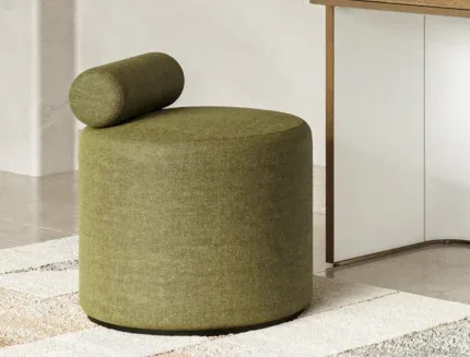 Contemporary fabric vanity stool for bedroom, dressing room, and living space