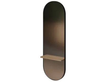 Coalesce arched wall mirror with wooden shelf