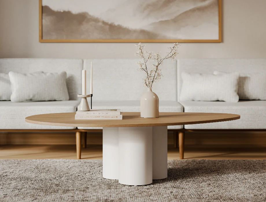 Modern Oval Coffee Table – Contemporary Wooden Center Table for Living Room Contemporary wooden coffee table