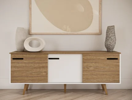 Scandinavian oak sideboard with concealed storage