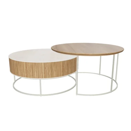 Contemporary Marble Top Nesting Coffee Table for Living Room