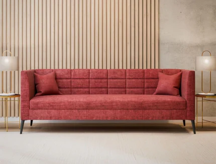 Cooper red 3 seater sofa in a stylish modern home décor setting