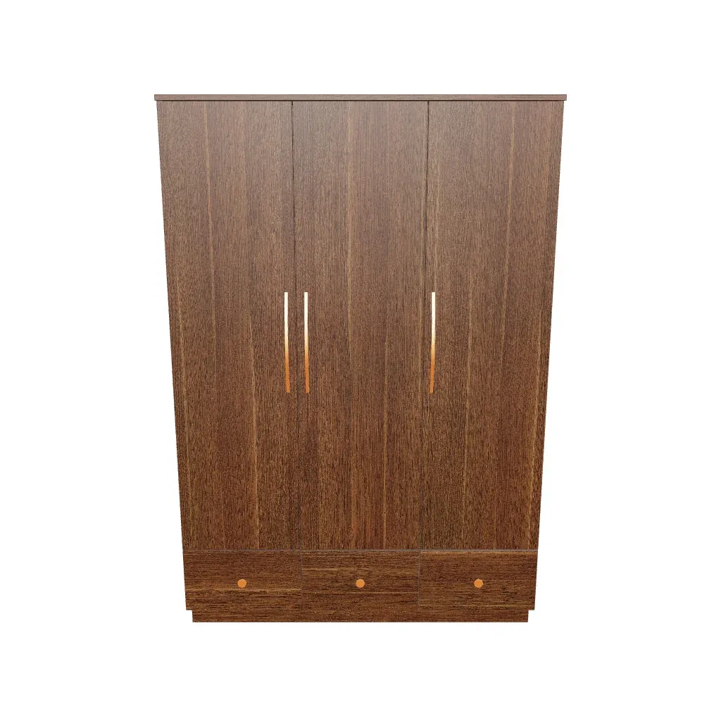 Cresta Grand 3-Door Wooden Wardrobe with 3 Drawers | Modern Bedroom Storage Cabinet Cresta Grand 3 Door Wooden Wardrobe