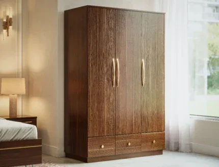 Large Wooden Wardrobe with Three Drawers