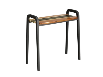 Erin modern wooden side table with black metal frame