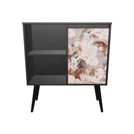 Modern floral storage cabinet with sliding door for living room