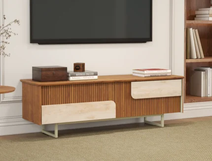 Como modern wooden TV unit with fluted front panels