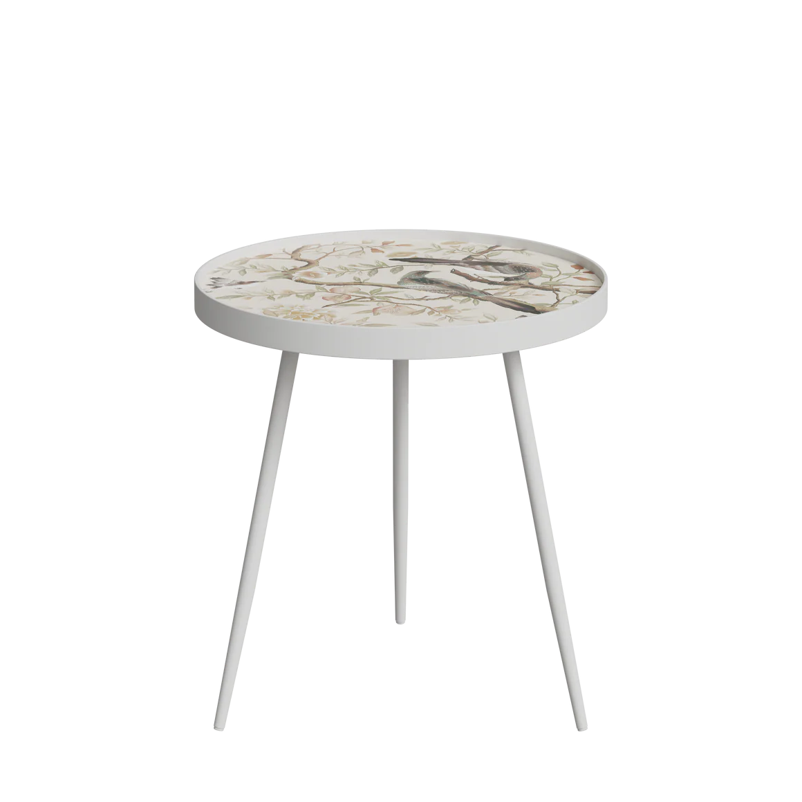 Hattie Round Tray Side Table | Modern White Accent End Table Hattie round tray side table with white metal legs