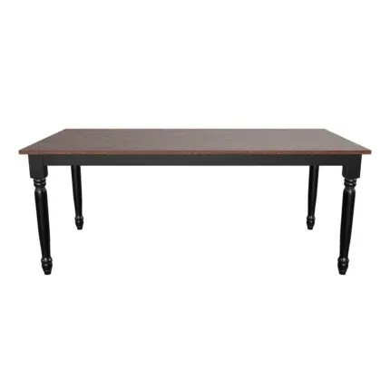 Classic 4-seater wooden dining table with upholstered beige dining chairs.