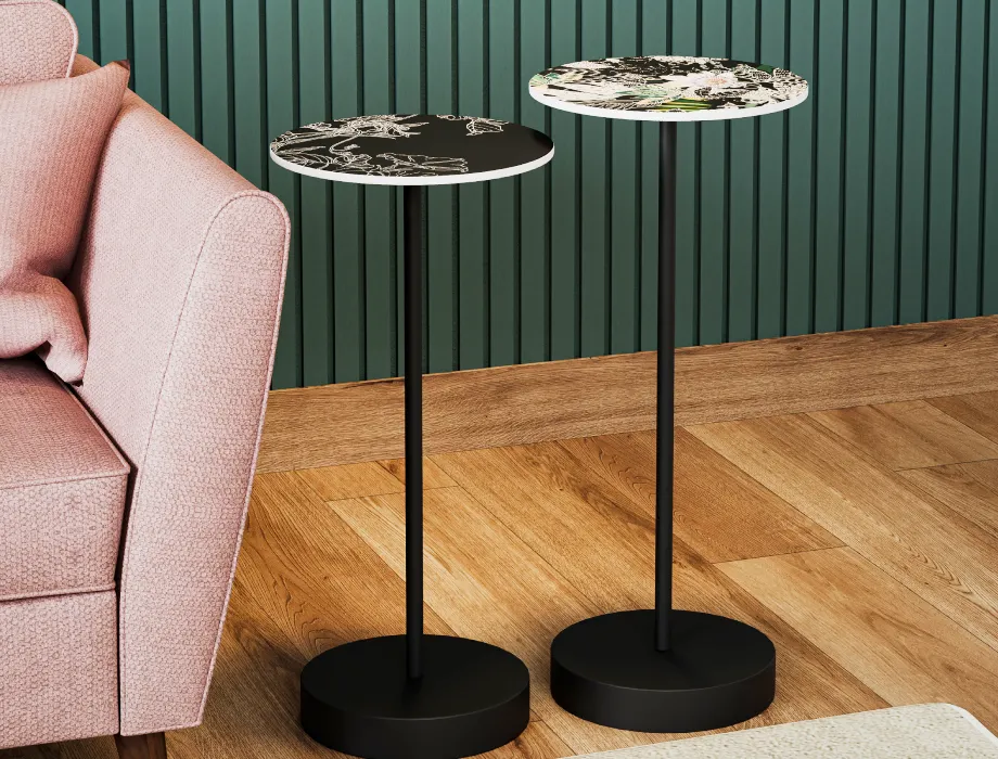 Modern Marble Top Nesting Side Table Set – Black Metal Frame Accent Tables Luxury black metal accent side tables