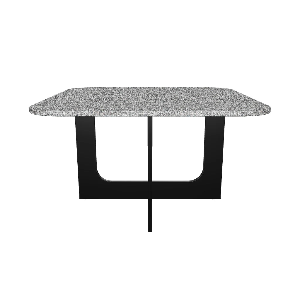 Modern Stone Top Coffee Table – Contemporary Living Room Center Table Stone-look coffee table with black base
