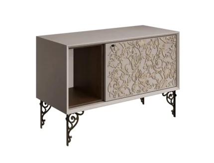 Modern wooden cabinet with floral carved panel