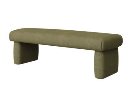Modern olive green upholstered bedroom bench