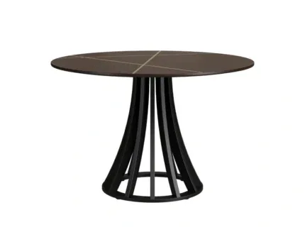 Luca round wooden dining table with four floral upholstered chairs