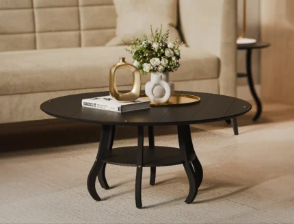 Black round center table for living room