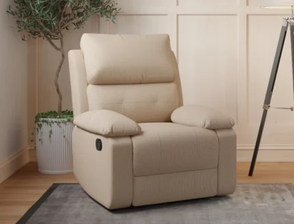 Ivory fabric manual recliner chair for living room