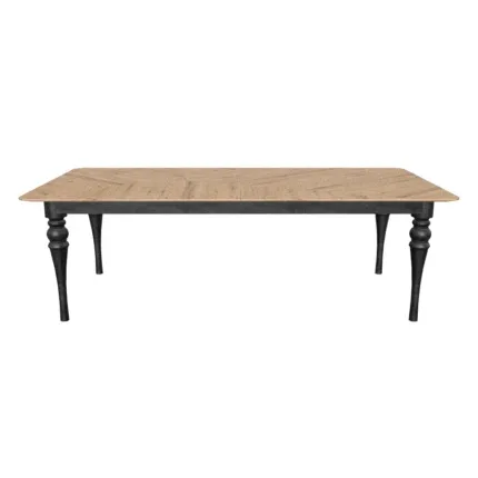 Morris 8-seater dining table set with solid wood tabletop and upholstered velvet dining chairs.