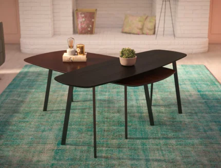Premium wooden coffee table with black metal legs