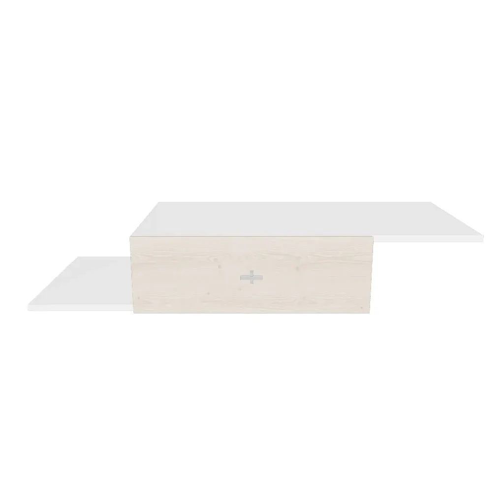 King Size Modern Wooden Platform Bed | Minimalist Luxury Bedroom Furniture King size modern wooden platform bed with natural wood headboard and white frame in a minimalist bedroom.