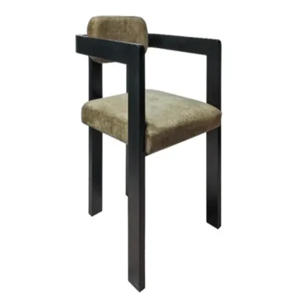 Modern olive green upholstered dining arm chair