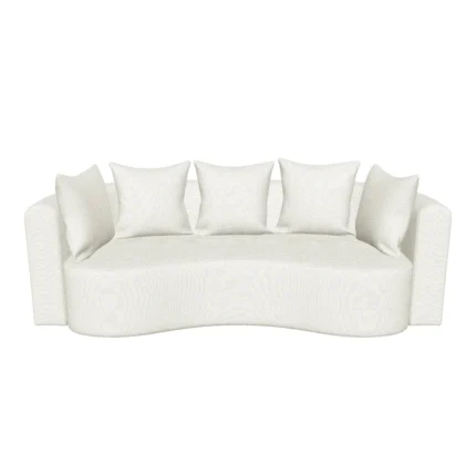 Coalesce Oryn cream bouclé curved 2.5 seater sofa in a modern living room