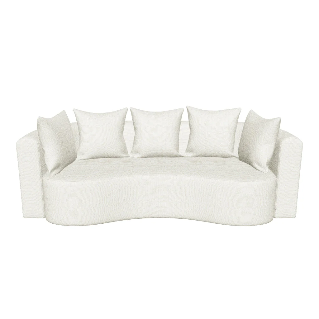 Coalesce Oryn Bouclé Sofa – Modern Curved 2.5 Seater Sofa Coalesce Oryn cream bouclé curved 2.5 seater sofa in a modern living room