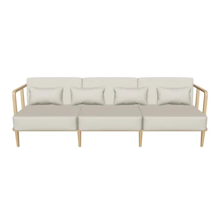 Oryn wooden 3 seater fabric sofa in a modern living room