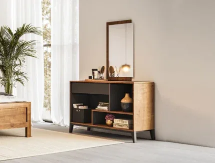 Modern oak finish dresser for bedroom organization