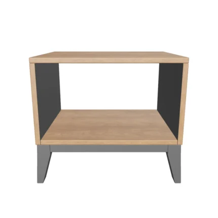 Quest wooden side table with open storage shelf