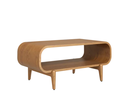 Modern wooden coffee table with walnut finish