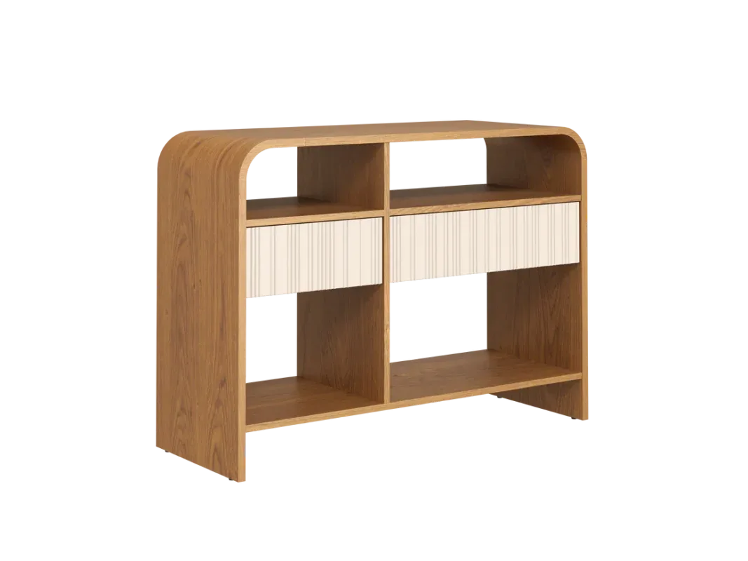 Romano modern wooden dresser cabinet with drawers and open shelves