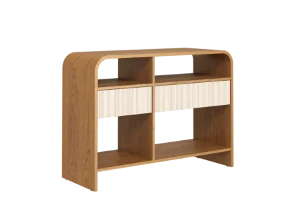 Romano modern wooden dresser cabinet with drawers and open shelves