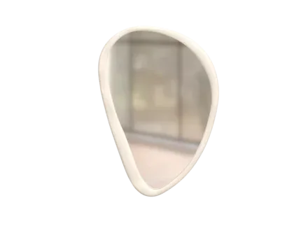 Aura organic pebble wall mirror with ivory frame