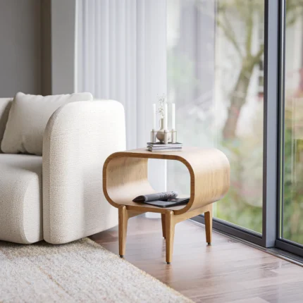Modern oak side table with solid wood legs