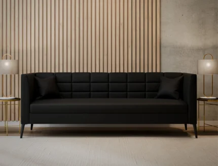 Cooper black 3 seater sofa in a stylish modern home décor setting