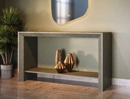 Oak finish entryway console table for modern homes
