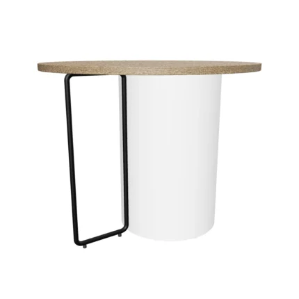 Coalesce modern round side table with wood tabletop