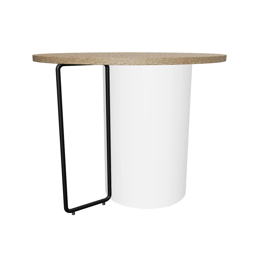 Coalesce Round Side Table | Modern Wood & Metal Accent Table Coalesce modern round side table with wood tabletop