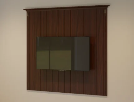 Sienna wooden TV wall panel with walnut finish