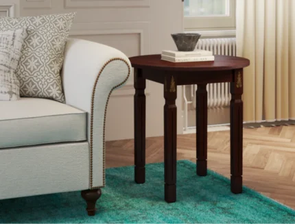 Sienna solid wood round side table in dark walnut finish