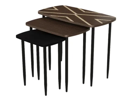 Modern 3 Piece Nesting Coffee Table Set with Wooden Top