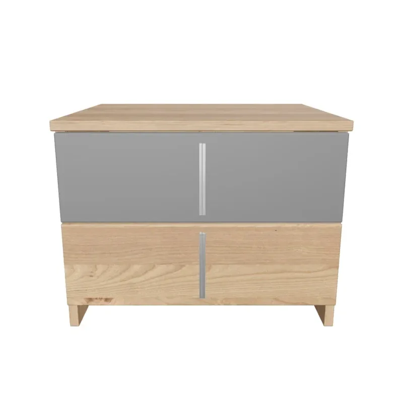 Premium walnut bedside cabinet with modern two-tone finish for stylish bedrooms.
