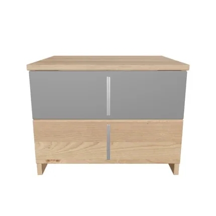 Luxury wooden platform bed featuring a soft upholstered headboard and sleek metal legs.