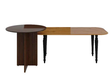 Virgo modern wooden center table with dual-tone tabletop