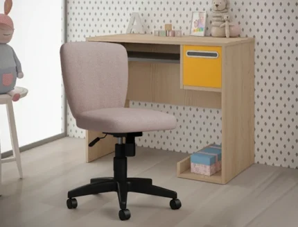 Adjustable ergonomic office chair in beige fabric
